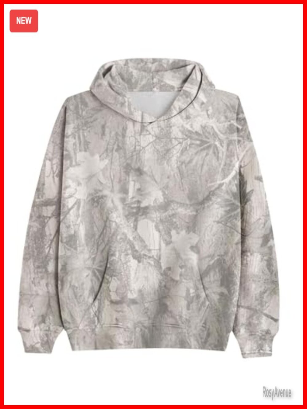 Oversized Fleece Lined Camo Hoodie Maple Leaf Pullover with Pocket